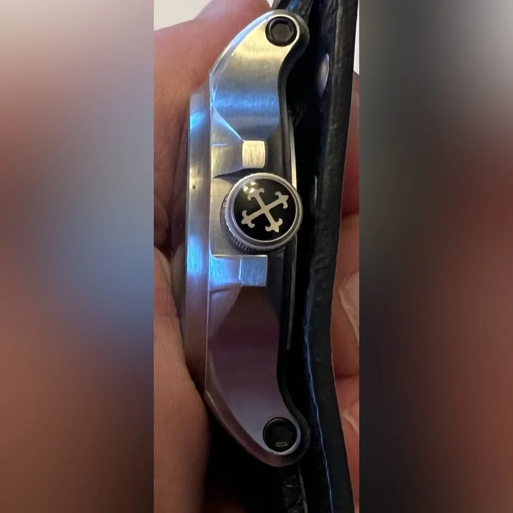 Affliction Avengers Watch Black Leather Studs Strap Winged Skull Tattoo Art Men - Picture 5 of 16